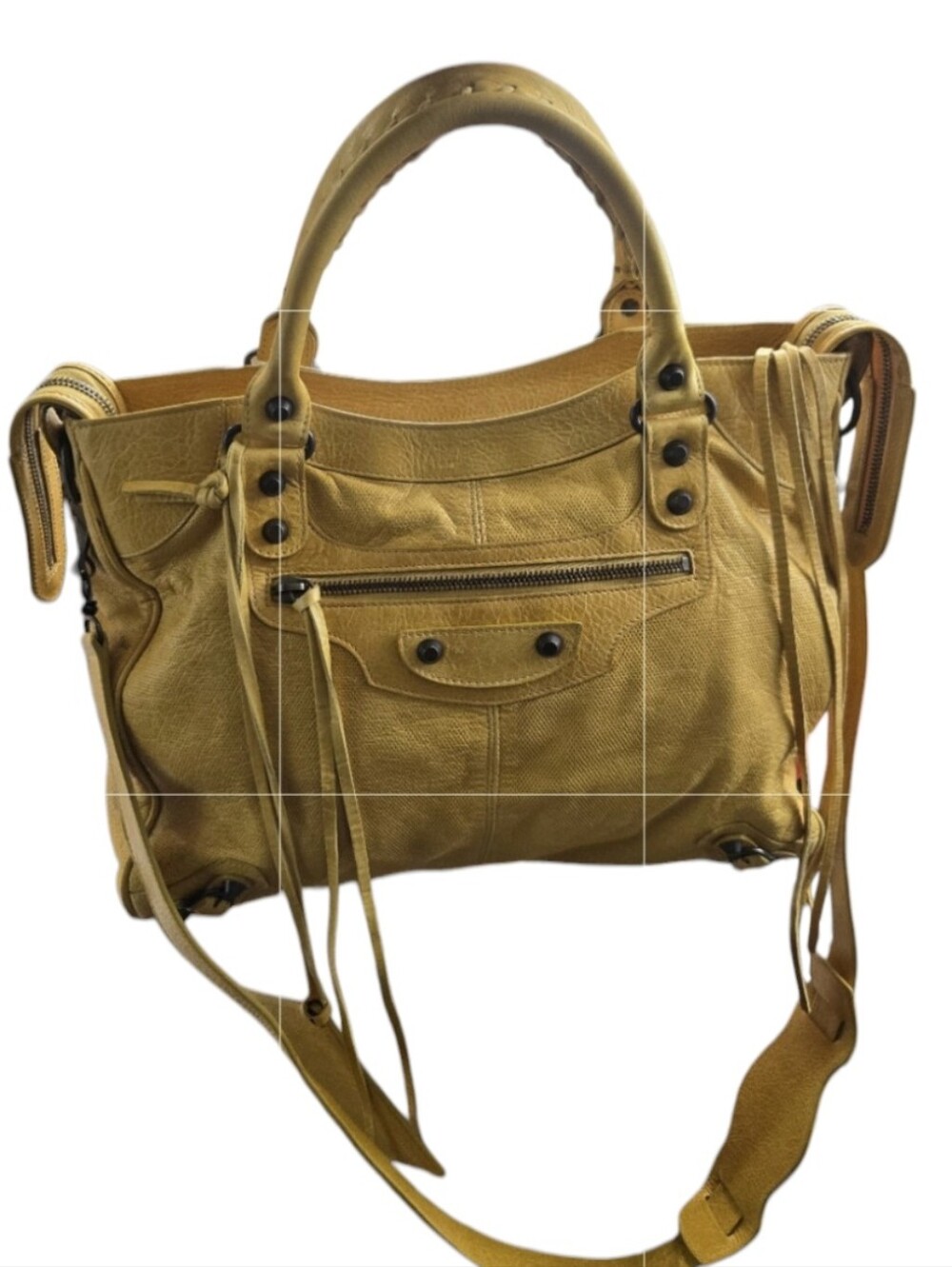 RARE ARCHIVAL Balenciaga 2010 Perforated Velo Bag Moutarde Yellow Ghesquière Era